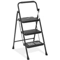 Sweetcrispy Folding 3-Step Ladder Stool with Wide Anti-Slip Pedal, 800lbs Sturdy Portable Cushioned Handle, Lightweight Home Kitchen and Outdoor