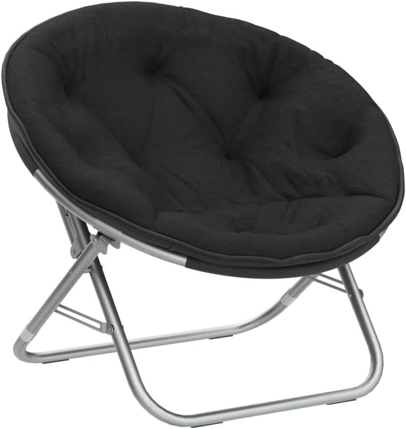 Urban Lifestyle Faux Fur Saucer Chair, One Size, Black