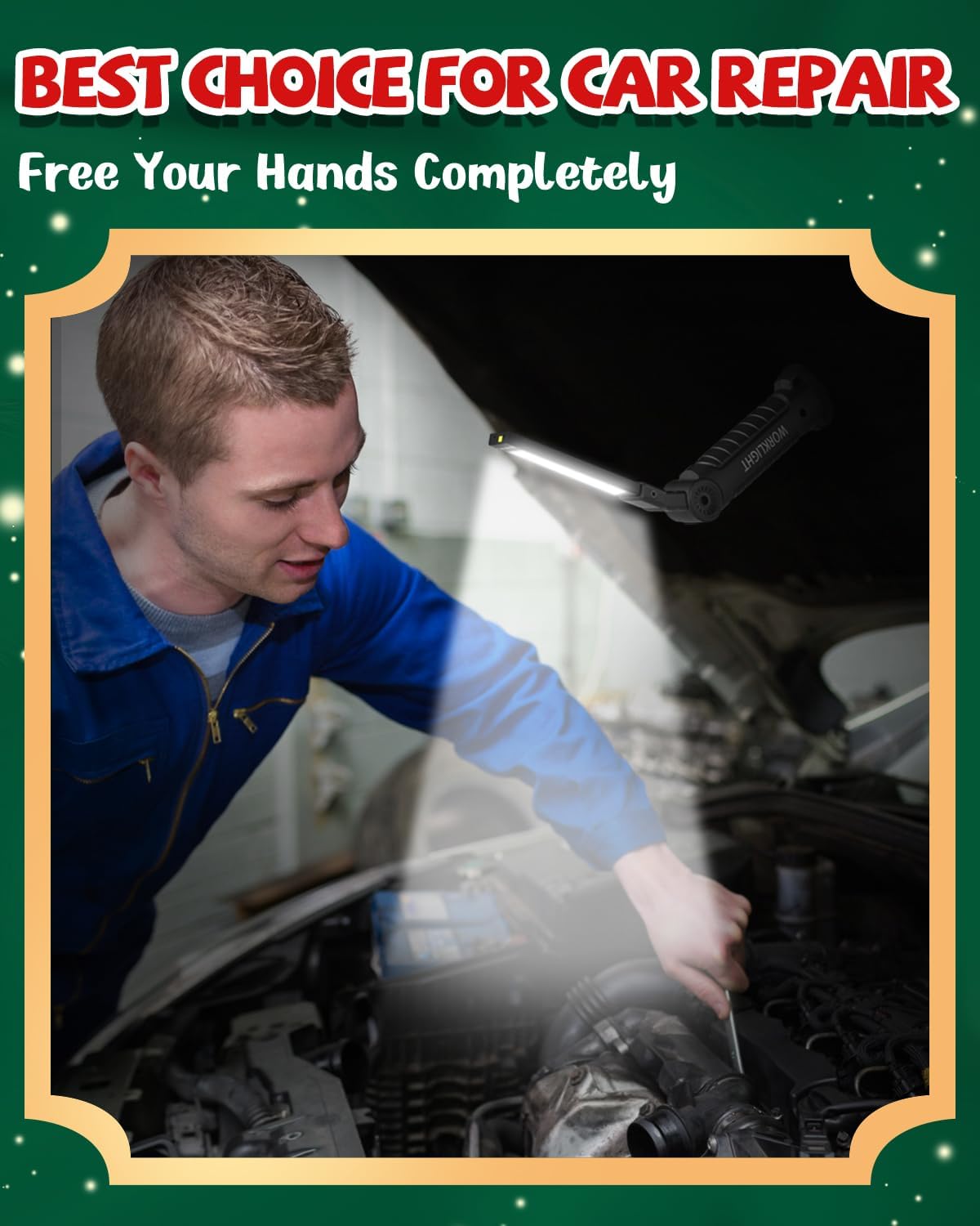 Rechargeable LED work light/BBQ light with magnetic base, 5 modes, 360° rotation