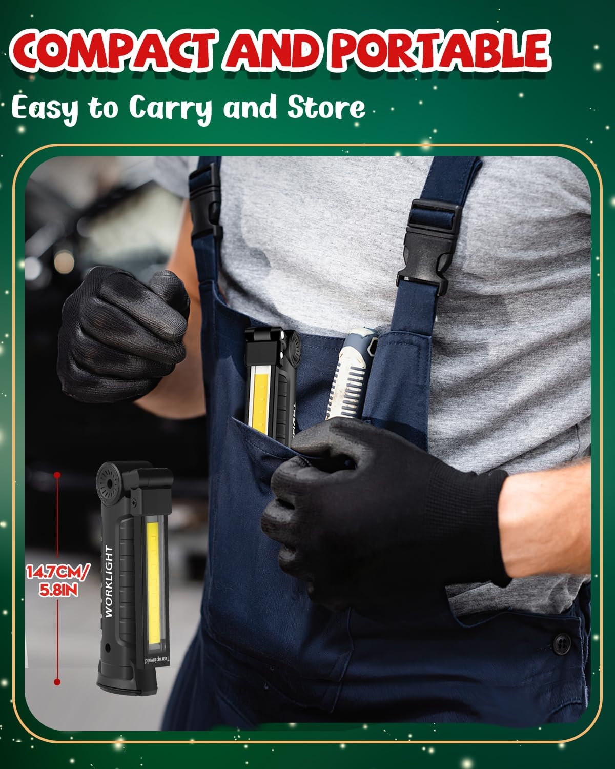 Rechargeable LED work light/BBQ light with magnetic base, 5 modes, 360° rotation